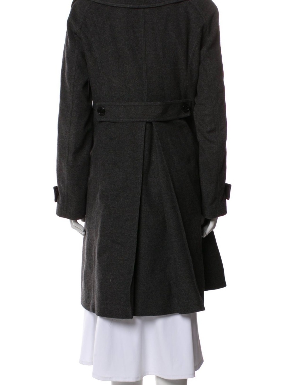 Burberry Womens Dark Gray Wool Blend Long Coat - Classic Collar - Picture 3 of 8